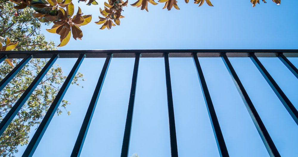 a panorama shot of a steel gate 